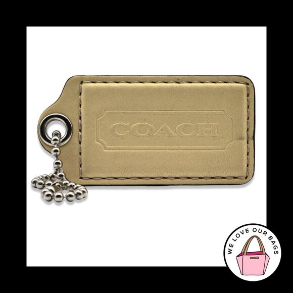 RARE 3" XL COACH Yellow Smooth Leather Nickel Fob Bag Charm Keychain Hang Tag - Picture 1 of 1